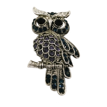 Broche de haute qualité cristal hibou en métal